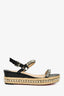 Christian Louboutin Black Rockstud Accents Pyraclou 60 Wedge Espadrilles Size 41