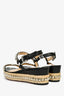 Christian Louboutin Black Rockstud Accents Pyraclou 60 Wedge Espadrilles Size 41