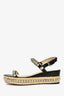 Christian Louboutin Black Rockstud Accents Pyraclou 60 Wedge Espadrilles Size 41