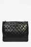 Pre-Loved Chanel™ 1994-96 Vintage Black Lambskin Quilted Chain Interlocking CC Charm Tote Bag