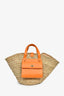 Dolce & Gabbana Straw/Leather Trim Orange Kendra Coffa Bag