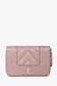 Pre-Loved Chanel™ 2019 Pink Metallic Chevron Leather Zip Wallet