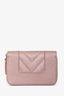 Pre-Loved Chanel™ 2019 Pink Metallic Chevron Leather Zip Wallet