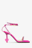 Mach&Mach Fuschia Satin Crystal Strap Heart Heels Size 37