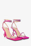 Mach&Mach Fuschia Satin Crystal Strap Heart Heels Size 37
