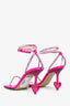 Mach&Mach Fuschia Satin Crystal Strap Heart Heels Size 37