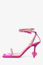 Mach&Mach Fuschia Satin Crystal Strap Heart Heels Size 37