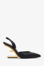 Fendi Black Leather F 'Fendi First' Mule Heels Size 36