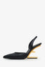 Fendi Black Leather F 'Fendi First' Mule Heels Size 36