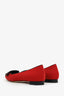 Manolo Blahnik Red Wool Blend Buckle Flats Size 37