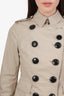 Burberry Brit Beige Double Breasted Peplum Cropped Trench Coat Size US 4