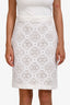 Alexander McQueen White Cotton Eyelet Midi Skirt 44