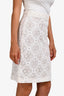 Alexander McQueen White Cotton Eyelet Midi Skirt 44