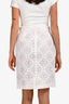 Alexander McQueen White Cotton Eyelet Midi Skirt 44
