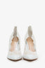 Gianvito Rossi White Leather Lace 'Evie' Pointed Toe Heels Size 38