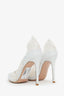 Gianvito Rossi White Leather Lace 'Evie' Pointed Toe Heels Size 38