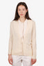 Theory Cream V-Neck Merino Wool Cardigan Size S
