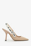 Christian Dior Beige Ribbed Fabric 'J'Adior' Slingback Heels Size 38