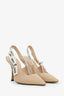 Christian Dior Beige Ribbed Fabric 'J'Adior' Slingback Heels Size 38