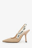Christian Dior Beige Ribbed Fabric 'J'Adior' Slingback Heels Size 38