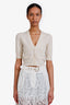 Brunello Cucinelli Cream Cashmere Short Sleeve Cardigan Size M
