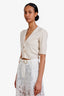 Brunello Cucinelli Cream Cashmere Short Sleeve Cardigan Size M