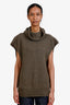 Chloe Green Speckled Cashmere Knit Oversized Sleeveless Turtleneck Sweater Size XS