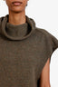 Chloe Green Speckled Cashmere Knit Oversized Sleeveless Turtleneck Sweater Size XS