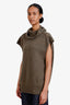 Chloe Green Speckled Cashmere Knit Oversized Sleeveless Turtleneck Sweater Size XS