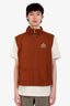 Prada 2024 Brown Logo Print Zip Up Vest Size 54 Mens