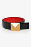 Valentino Black/Red Leather Roman Stud Reversible Belt