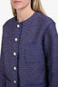 Pre-Loved Chanel™ 2013 Purple/Blue Tweed Pearl Button Evening Jacket Size 48