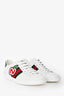 Gucci White Leather Apple Applique Web Ace Sneakers Size 39