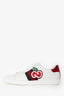 Gucci White Leather Apple Applique Web Ace Sneakers Size 39
