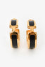 Hermès Black/Gold Pleated H Hoops