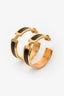 Hermès Black/Gold Pleated H Hoops