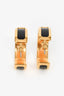 Hermès Black/Gold Pleated H Hoops