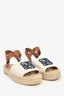 Loewe Beige/Brown Canvas/Leather Logo Espadrilles Size 37