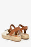 Loewe Beige/Brown Canvas/Leather Logo Espadrilles Size 37