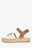 Loewe Beige/Brown Canvas/Leather Logo Espadrilles Size 37