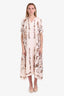 Hermès Pink Silk 'Do Re Boucles' Short Sleeve Maxi Dress Size 34