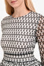 Maje White/Black Lace Long Sleeve Midi Dress Size 3