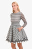 Maje White/Black Lace Long Sleeve Midi Dress Size 3