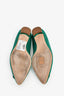 Manolo Blahnik Emerald Green Satin Crystal Embellished Hangisi Flats Size 37.5
