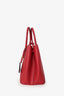 Prada Red Saffiano Leather Medium Double Tote Bag With Strap