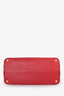Prada Red Saffiano Leather Medium Double Tote Bag With Strap