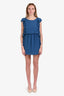 Tibi Blue Silk Ruffle Sleeveless Mini Dress Size 6