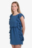 Tibi Blue Silk Ruffle Sleeveless Mini Dress Size 6