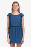 Tibi Blue Silk Ruffle Sleeveless Mini Dress Size 6