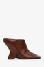 Dries Van Noten Brown Leather 'Glove' Wedge Mules Size 39